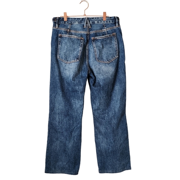 GOOD‎ AMERICAN 90s straight leg high rise ripped knee edition size 8/29 Blue696 - Picture 2 of 7